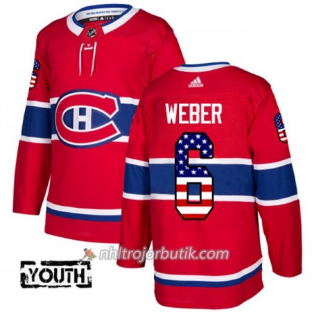 Barn Ishockey Montreal Canadiens Tröja Shea Weber 6 Adidas 2017-2018 Röd USA Flag Fashion Authentic